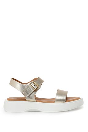 صندل طلائی زنانه پاشنه ضخیم Nine West - کد 637714648