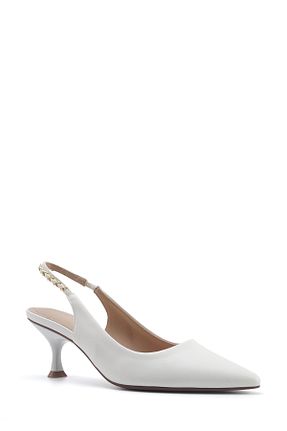 کفش پاشنه بلند کلاسیک سفید زنانه چرم Nine West - کد 894029635