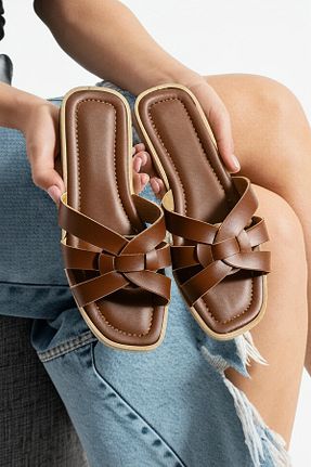 دمپائی قهوه ای زنانه پاشنه نازک ICELAKE - کد 929931452