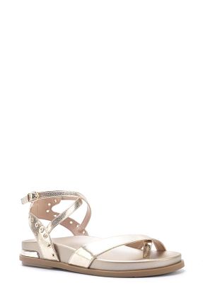 صندل طلائی زنانه پاشنه تخت Nine West - کد 924277046
