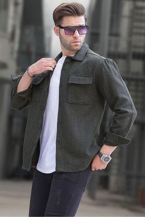 پیراهن خاکی مردانه گشاد Madmext - کد 782073905