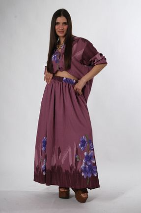 ست بالاتنه و پائین تنه بنفش زنانه بافتنی ABBRA - کد 929946763