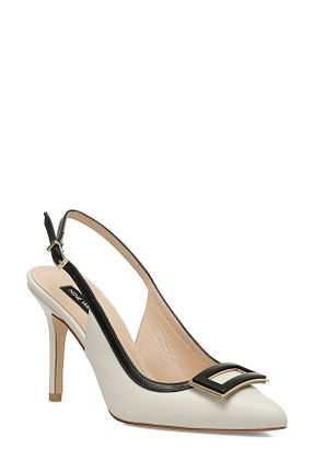 کفش پاشنه بلند کلاسیک سفید زنانه چرم Nine West - کد 917777877
