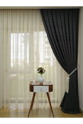 پرده زمینه طوسی کتان farbateks - کد 929947452