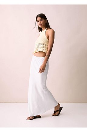 دامن سفید زنانه ویسکون MANGO Teen - کد 925448548