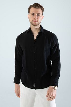پیراهن مشکی مردانه اسلیم فیت YXC - کد 883643005