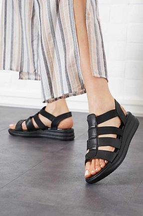 صندل مشکی زنانه پاشنه تخت Moda Pie - کد 815979548