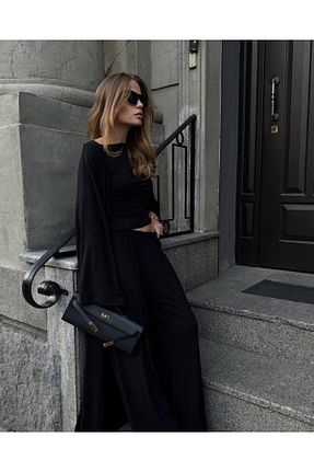 ست بالاتنه و پائین تنه مشکی زنانه بافت femmes fraiches - کد 929970617