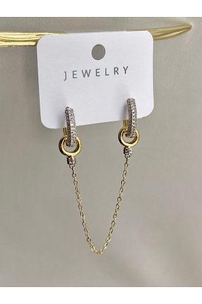 گوشواره جواهر طلائی زیرکن Twinssis Accessories - کد 929965758