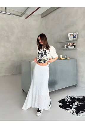 دامن سفید زنانه ساده Babushka - کد 930010488