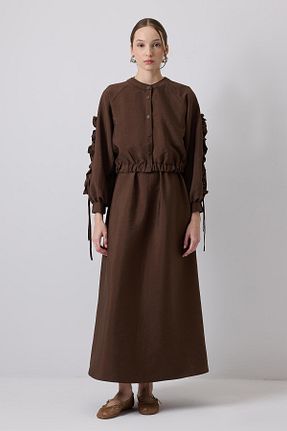 ست بالاتنه و پائین تنه حجاب قهوه ای زنانه نیمه فیت Touche Prive - کد 929975338
