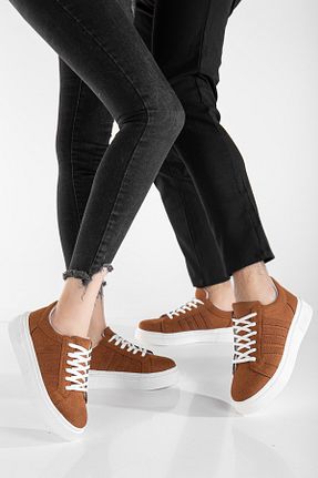 کفش اسنیکر قهوه ای زنانه بند دار MY GROSS SHOES - کد 902907252