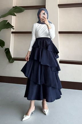 دامن حجاب سرمه ای بافتنی InStyle - کد 930005420
