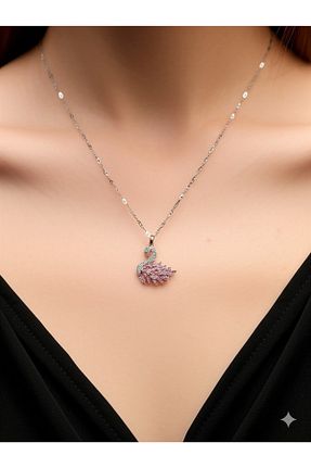 گردنبند استیل ( فولاد ) صورتی زنانه استیل ضد زنگ Esra Butik Hane - کد 929388848