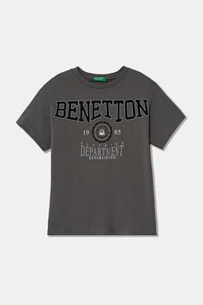 تیشرت طوسی بچه گانه یقه دوچرخه Benetton - کد 930010093