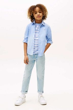 پیراهن آبی بچه گانه یقه دکمه دار Tommy Hilfiger - کد 930057946