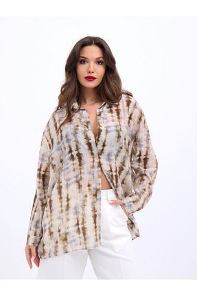 بلوز بژ زنانه طرح دار Eserden - کد 930032487
