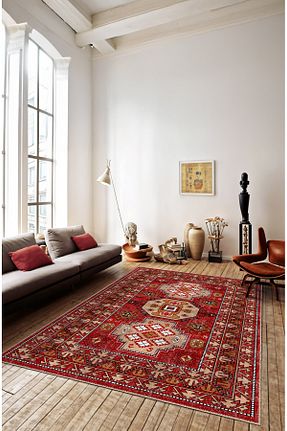 گلیم قرمز پلی استر BigArts Home - کد 906339156