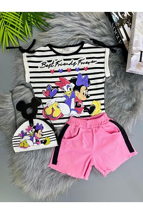 ست بالاتنه و پائین تنه صورتی بچه گانه جین mislina kids - کد 930034924