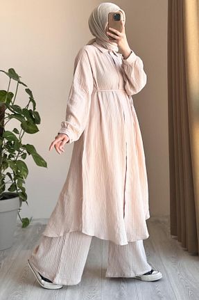 ست بالاتنه و پائین تنه حجاب بژ زنانه رگولار ANDE - کد 871168309