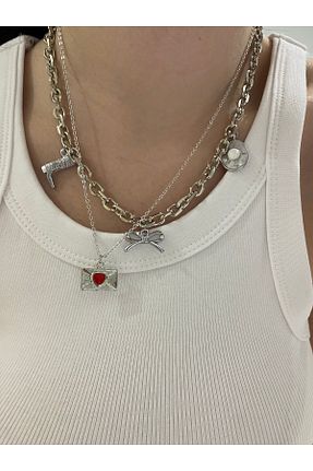 گردنبند جواهر طوسی زنانه رودیوم Fiamoss - کد 930042949