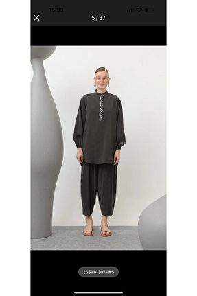 ست بالاتنه و پائین تنه طوسی زنانه بافتنی Puanne - کد 930041821