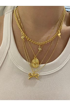 گردنبند جواهر زرد زنانه روکش طلا Fiamoss - کد 930049562