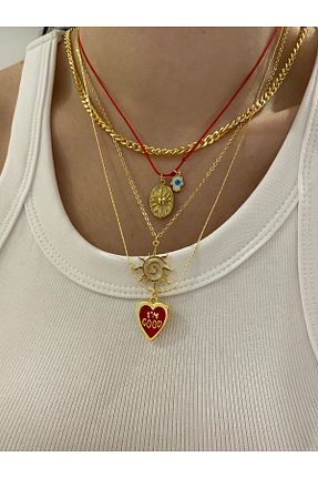 گردنبند جواهر زرد زنانه روکش طلا Fiamoss - کد 930056884
