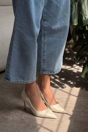 کفش استایلیتو زرشکی پاشنه نازک NİŞANTAŞI SHOES - کد 929455276