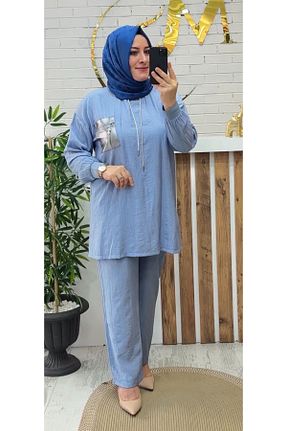 ست بالاتنه و پائین تنه حجاب آبی Relaxed Meryemce Butik - کد 930065849