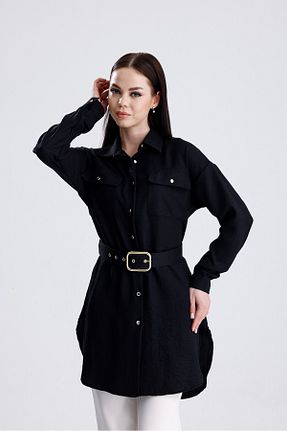 پیراهن مشکی زنانه یقه پیراهنی ikomteks - کد 930067630