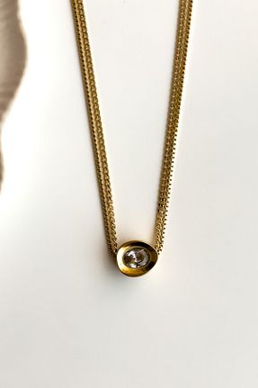 گردنبند استیل ( فولاد ) زرد زنانه استیل ضد زنگ Radino Collection - کد 888881817
