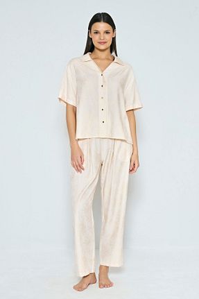 ست لباس راحتی بژ زنانه ساده Feyza Pijama - کد 930070483
