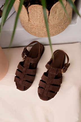 صندل قهوه ای زنانه پاشنه تخت NOSEY SHOES - کد 930065703