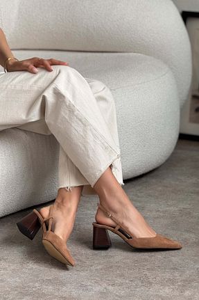 کفش پاشنه بلند کلاسیک قهوه ای زنانه جیر NİŞANTAŞI SHOES - کد 929692524