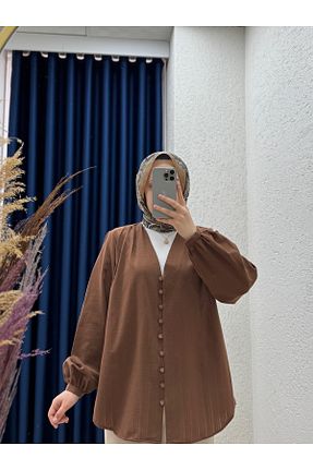 پیراهن حجاب قهوه ای زنانه اورسایز Ebrar Store - کد 930069702