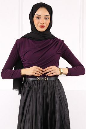 بلوز حجاب بنفش زنانه رگولار İmajButik - کد 838298416