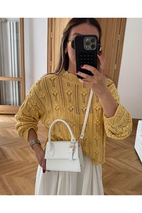 کیف دوشی سفید زنانه چرم مصنوعی Tina İstanbul - کد 930106724