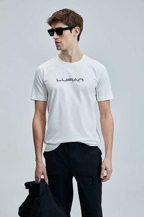 تیشرت سفید مردانه یقه دوچرخه Lufian - کد 925090537
