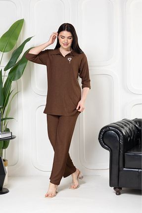 ست بالاتنه و پائین تنه قهوه ای زنانه پنبه پلی استر şuranur - کد 905255251