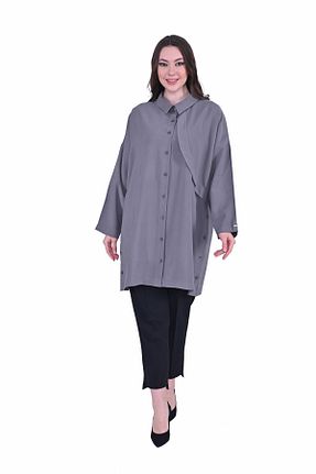 پیراهن طوسی زنانه اورسایز Invee - کد 883626302