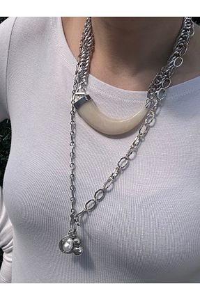 گردنبند استیل ( فولاد ) طوسی زنانه استیل (فولاد) YENGEÇ - کد 930150989
