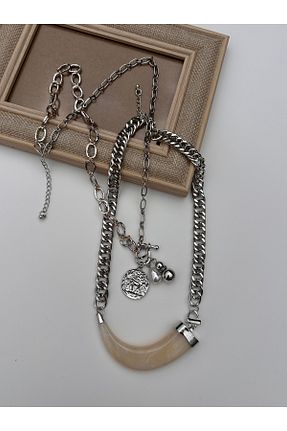 گردنبند استیل ( فولاد ) طوسی زنانه استیل (فولاد) YENGEÇ - کد 930150989