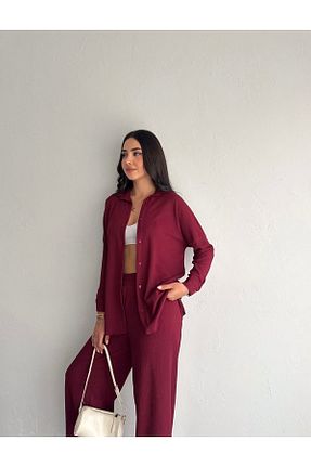 ست بالاتنه و پائین تنه زرشکی زنانه بافتنی hiraz fashion - کد 930168854