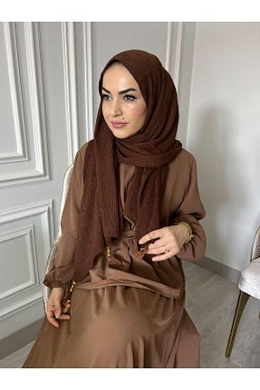 شال قهوه ای زنانه مخلوط کتان NEDEFİT - کد 930177958