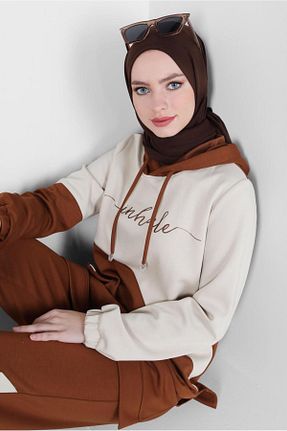 ست گرمکن حجاب قهوه ای زنانه رگولار Alvina - کد 797086137