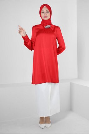 تونیک حجاب قرمز زنانه پلی استر Alvina - کد 802125076