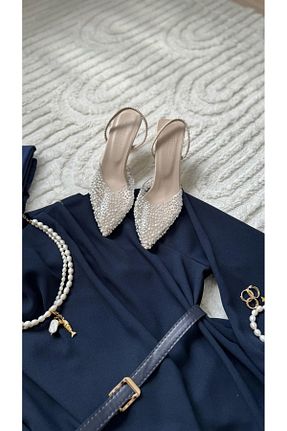 کفش پاشنه بلند کلاسیک نباتی زنانه چرم İncimoda - کد 927615040
