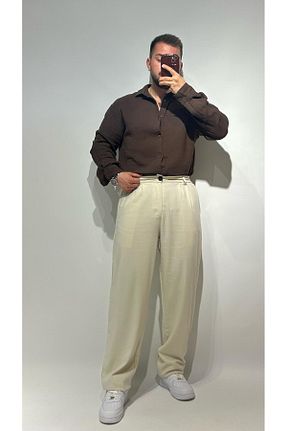 شلوار پارچه ای بژ مردانه فاق نرمال theensbutik - کد 881288844