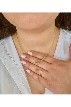 گردنبند استیل ( فولاد ) زرد زنانه استیل ضد زنگ arya luxe - کد 930212098